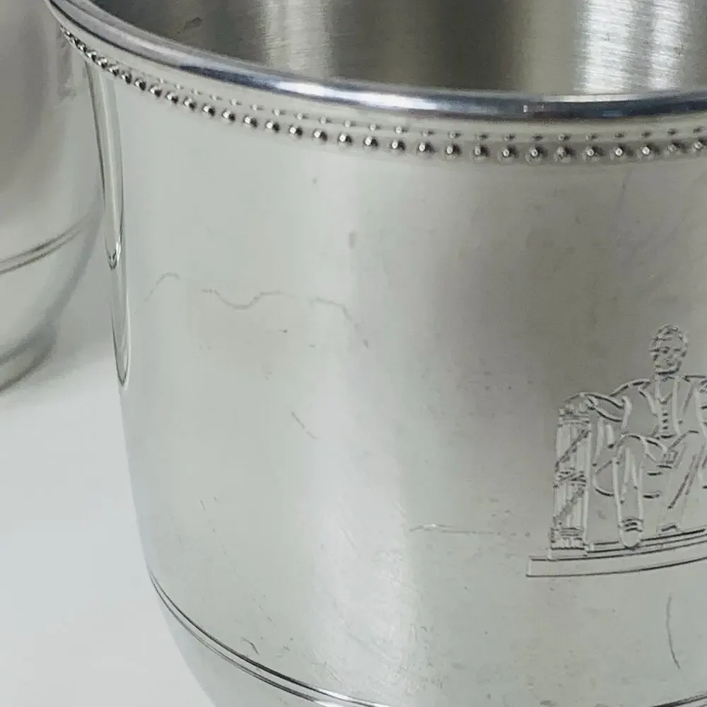 Salisbury Images of America 8 oz Pewter Cup Set of 2 Lincoln Memorial Beaded GUC